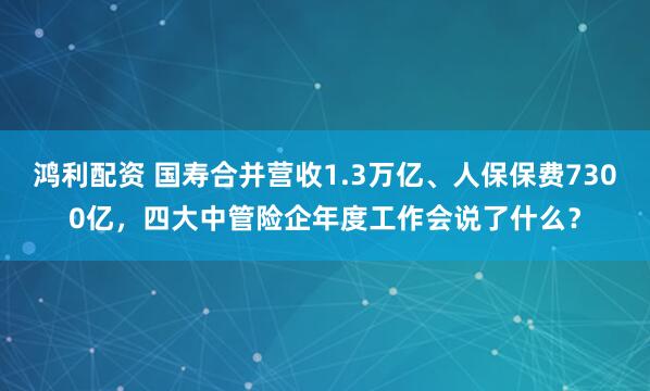 鸿利配资 国寿合并营收1.3万亿、人保保费7300亿，四大中管险企年度工作会说了什么？