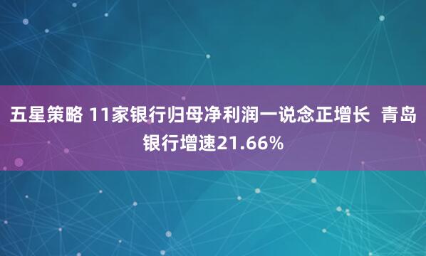 五星策略 11家银行归母净利润一说念正增长  青岛银行增速21.66%