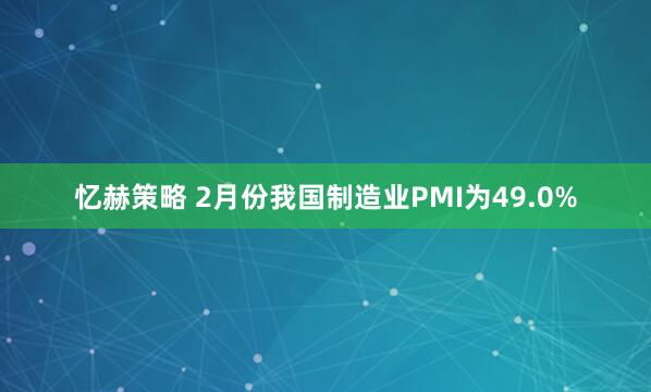 忆赫策略 2月份我国制造业PMI为49.0%