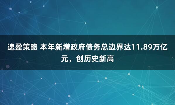 速盈策略 本年新增政府债务总边界达11.89万亿元，创历史新高
